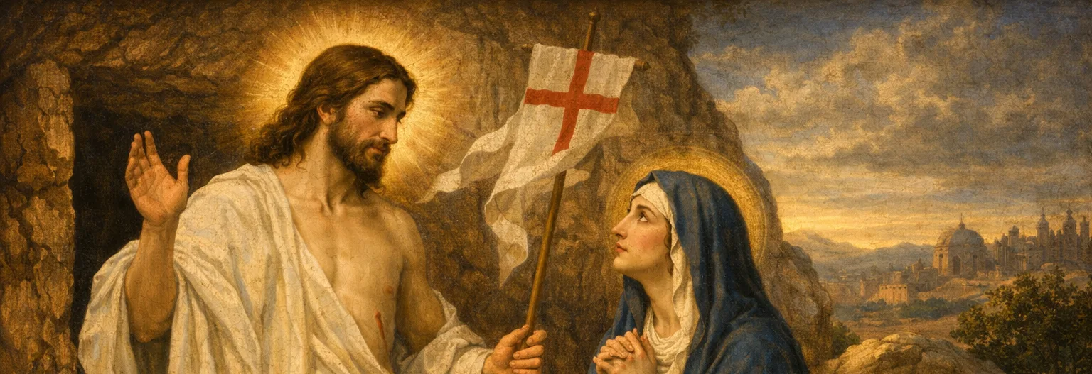 Encontro do Ressuscitado com a Mãe — processão pascal com a imagem de Cristo Ressuscitado e da Virgem Dolorosa (Domingo de Páscoa)